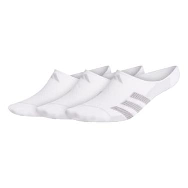 Imagem de adidas Meias masculinas Superlite listradas super invisíveis (3 pares), Branco/cinza claro Onix/cinza claro Onix, G