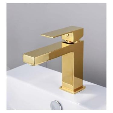 Imagem de Torneira Banheiro Lavabo Pia Cuba Bancada Lavabo Monocomado Aço Inoxidável Gold Dourada