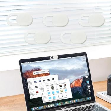 Imagem de 5 peças de capa de webcam deslizante de privacidade para laptop, PC e smartphone, proteção da câmera, material ABS branco