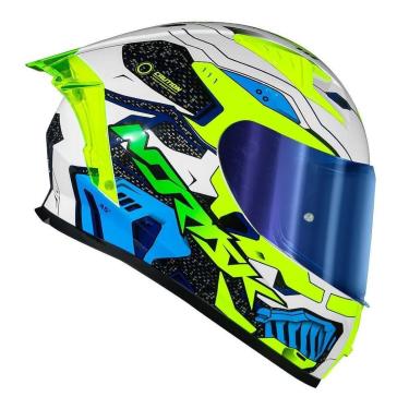 Imagem de CAPACETE NORISK FLOW ROBOT AMARELO COM VISEIRA AZUL EXTRA E SPOILER-Unissex