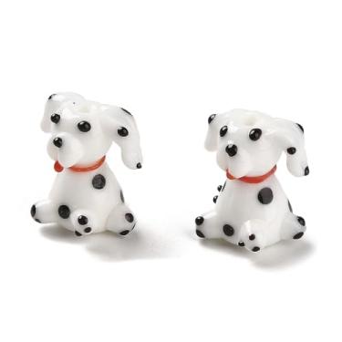 Imagem de 10 peças de contas de lâmpada de cachorro dálmata desenhos animados animais contas soltas de vidro para fazer joias faça você mesmo, colar, pulseira, brincos, chaveiro, decoração