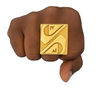 Imagem de Anel Gigante Alto Relevo Laser Moeda Antiga Aliança Tamanhos Grandes (29)