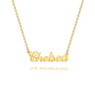 Imagem de Hidepoo Colar com nome personalizado – Colar com pingente de nome de aço inoxidável, corrente delicada com nome de letra, joias personalizadas, presentes para mulheres, Metal