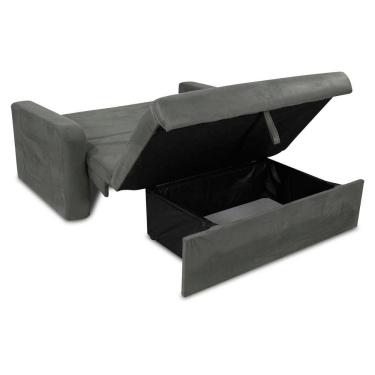 Imagem de Sofá Cama 2 Lugares Compacto Com Baú 145 Larg Daiane Matrix Suede Cinza