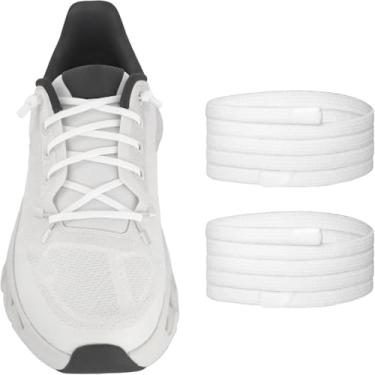 Imagem de NDTEZUGT Cadarços elásticos sem amarração para tênis ON Cloudtilt/corrida, cordão elástico de 4 mm | Cadarços elásticos de elastano com pontas de silicone, Branco01, 28''/70cm