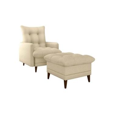 Imagem de Poltrona De Amamentação Com Puff Montreal Matrix Linho Bege