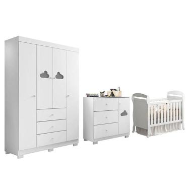 Imagem de Dormitório Infantil Ane Guarda Roupa, Cômoda E Berço Danny Branco - Phoenix Baby Branco