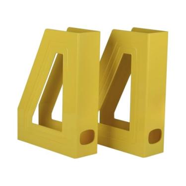 Imagem de Organizador de Papel, Kit 2 Porta Revistas Transparente Organizador Escritório Documentos Revistas Durável Prático, 22 X 7 X 29 Cm(Amarelo)