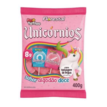 Imagem de PIRULITO FLORESTAL POP TATTOO UNICORNIO 400g ALGODÃO DOCE