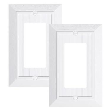 Imagem de Pacote com 2 capas clássicas de placa de parede decoradora de quadro de contas, placas decorativas de interruptor e tampas de tomada, placas de parede de policarbonato inquebráveis duráveis para