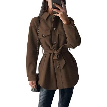 Imagem de Sucadmious Women's Fall Fashio White Trech Coats Lapel Butto Dow Peacoat Belted Outerwear Casual Jackets, White, L