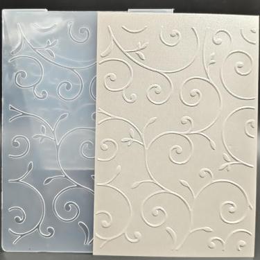 Imagem de Pasta em relevo de plástico tamanho A6 com padrão de videiras, artesanato em papel, impressões texturizadas de plástico para fazer cartões, scrapbooking