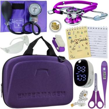 Imagem de Kit Enfermagem Pamed Premium Aparelho Esteto Medidor Glicose - Love Sa