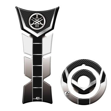 Imagem de Kit Protetor De Tanque E Bocal Moto Yamaha Diapasão Prata Prata