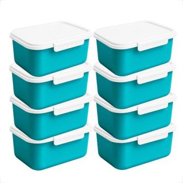 Imagem de Kit Pote 750ml Marmita Fitness 20 Unidades Tampa Hermética 2 Travas La