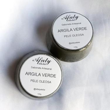Imagem de 2 Sabonetes de Argila Verde para Peles Oleosas, 100g - Afaty Ateliê