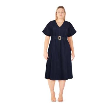 Imagem de City Chic Vestido feminino plus size - Sable Delilah, Jeans escuro, 46