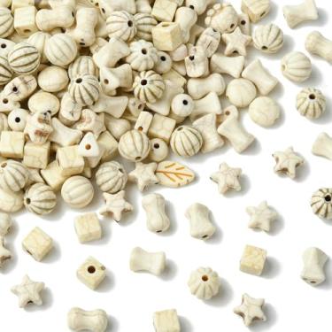 Imagem de LiQunSweet 250 peças de contas de acrílico de imitação de ossos mistos cubo redondo estrela abóbora contas em forma de osso para joias faça você mesmo colar artesanato bolsa chaveiro decoração