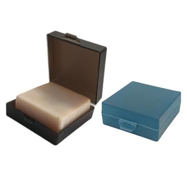 Imagem de Elimeta Porta-Sabonete, Pacote com 2 Unidades, Estojo para Saboneteira Dr. Squatch, Recipiente para Sabonete de Viagem À Prova D'Água com Tampa, Caixa de Saboneteira Quadrada para (, Cinza/Azul)