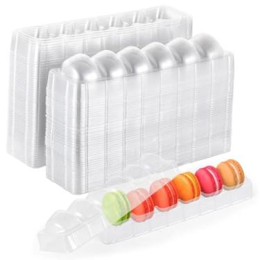 Imagem de Pacote com 50 caixas, bandejas de armazenamento de plástico transparente com 6 compartimentos para pequenos bolos, embalagem de presente de casamento e festa