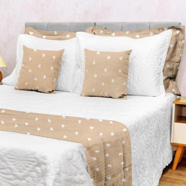 Imagem de Kit Decoração Peseira 3 Pçs Solteiro Piquet Luxo Cama Posta (Capuccino)
