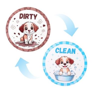 Imagem de 2un. Ímã Limpo Sujo Lava-Louças Cachorro, Dupla Face Redondo Ímã Limpo Sujo Tampa Giratória Indicador Engraçado para Cozinha Geladeira Decoração Casa