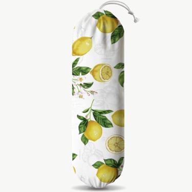 Imagem de Suporte de saco plástico de limão, dispensador de saco de compras de tecido limão, suporte de parede lavável para cozinha doméstica, presente de inauguração de casa, sacos de lixo padrão de cozinha 62