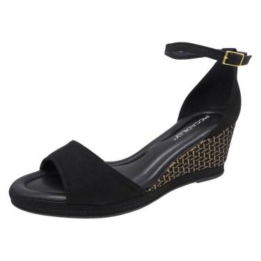 Imagem de Sandália Feminina Anabela Média Macia Ajustável Piccadilly