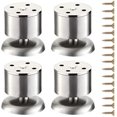 Imagem de LUMINFLY Pernas de aço inoxidável estáveis, móveis de substituição 4 peças ajustáveis, pernas para cama, cadeira, mesa, móveis de sofá, prateleiras de armário de metal DIY