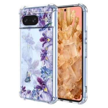 Imagem de WEIOUHR Capa para Pixel 8 Google 8 transparente macio TPU íris design de impressão, resistente a choques e arranhões, capa protetora leve, para Google Pixel 8 (Iris Purple)