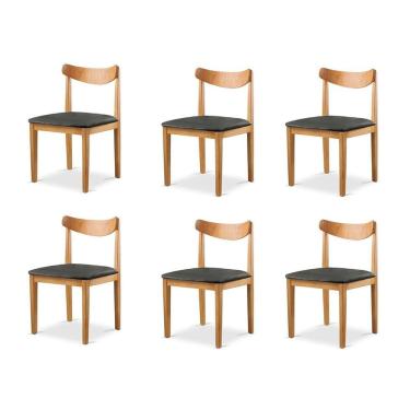 Imagem de Kit 6 Cadeiras Sala de Jantar Aurora Preto/ Marrom