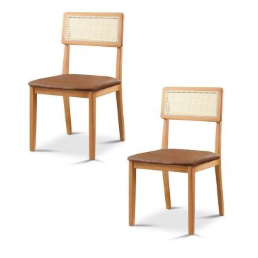 Imagem de Kit 2 Cadeiras de Jantar com Encosto de Telinha Ava Marrom/Marrom