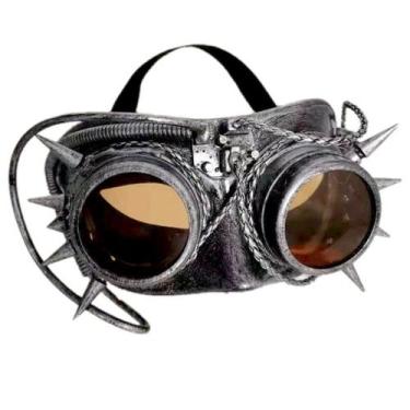 Imagem de Máscara Steampunk PVC vintage retrô de meia face com engrenagens 17x9x