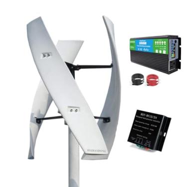 Imagem de 12v,HYZHANHONG Kit de Gerador de Turbina Eólica de Eixo Vertical Portátil de 12000W, Velocidade Inicial do Vento de 2,5 m/s, 12V 24V 48V com Controlador, Kit de Turbinas Eólicas para Casa e Camping