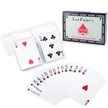 Imagem de LotFancy Cartas de baralho, 100% plástico, à prova d'água – 2 baralhos de cartas com caixas de plástico, índice padrão de tamanho de pôquer, para adereços mágicos, jogos de cartas de piscina e praia