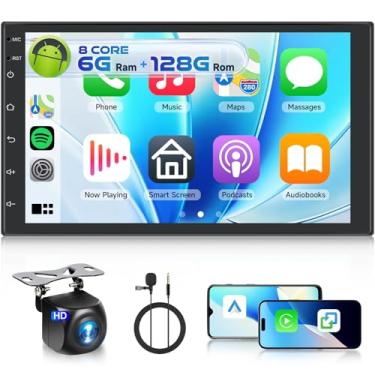 Imagem de Rádio veicular Android de 8 núcleos 6G + 128G Double Din com Carplay sem fio Android Auto, tela sensível ao toque de 17 cm Driauto 2 Din estéreo para carro com navegação GPS, WiFi, Bluetooth, FM/RDS