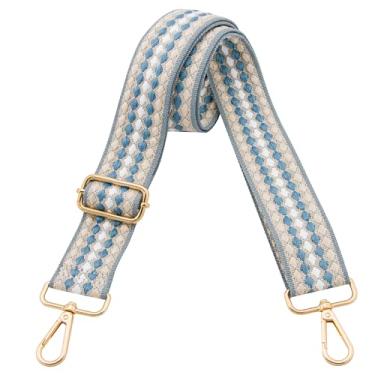 Imagem de Alças de bolsa de substituição alça transversal alças de ombro longas ajustáveis para bolsas, alça de bolsa feminina, Arroz branco e azul, 1.5 inches, Moderno