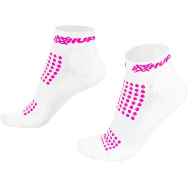 Imagem de Meia para Corrida Hupi Running Pro Branco/rosa - Curta, Cor: Branco/rosa, Tamanho: Único