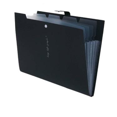 Imagem de Pasta Sanfonada Plástica A4 5 Divisões Preta - Polibras