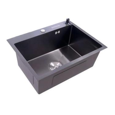Imagem de Cuba De Inox Gourmet Preta Quadrada Cozinha Com Acessórios
