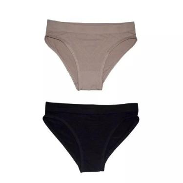 Imagem de Kit com 2 Calcinhas DelRio Biquíni sem Costura, Mousse, Preto, G