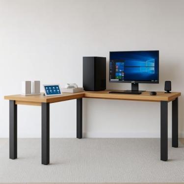 Imagem de QUEIMA DE ESTOQUE - Mesa Gamer em L Industrial Estilo Vintage Funcional p/Computadores e Escritório(MEL)