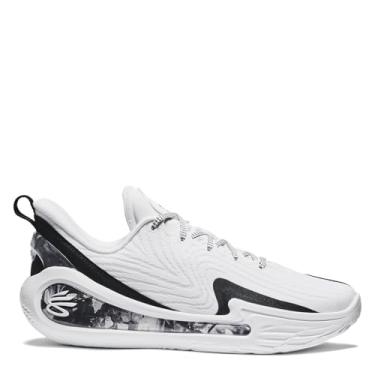 Imagem de Under Armour Tênis de basquete unissex Curry 12 Shooting Star - Amortecimento de fluxo UA de densidade dupla, Branco/preto, 39
