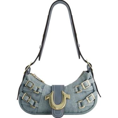 Imagem de True Religion Bolsa, bolsa feminina multi jeans com alça de ombro ajustável, Jeans