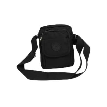 Imagem de Bolsa Transversal Feminina Casual, 3 Bolsos, Alça Ajustável em Nylon, Shouderbag (Preto)