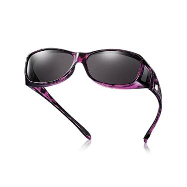 Imagem de TINHAO Óculos De Sol Fit Over Para Mulheres - Polarizados Fitover Com 100% Proteção Uv Dirigir, Pescar, Andar Bicicleta, Correr E Jogar Golfe, Armação Roxa