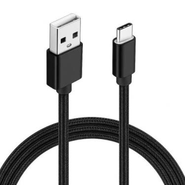 Imagem de Cabo Type-C Nylon Preto 1M Usb-A Carregamento Dados Turbo - Lelong