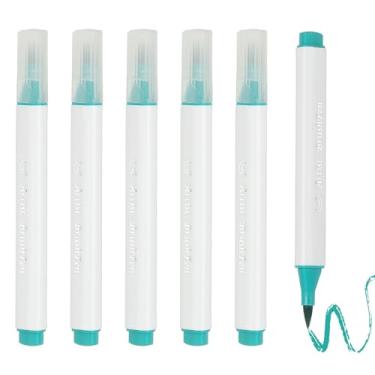 Imagem de PATIKIL Caneta de aquarela de arte, 6 peças, caneta de aquarela triangular de ponta macia para escritório, artesanato, álbuns, escrita, diário, desenho, caligrafia, aço, ferrugem, verde