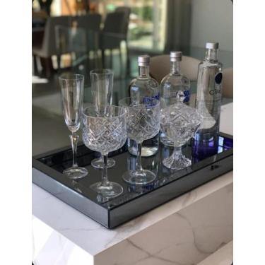 Imagem de Bandeja Retangular Espelhada Fumê Decoração 50X30 - Glass