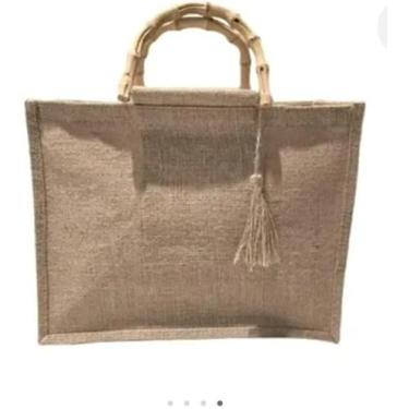 Imagem de Bolsa Feminina de Juta Palha Grande com Alça de Bambu – Bege – Moda Praia e Piscina, Leve, Elegante e Espaçosa para Verão, Viagens e Passeios – Bolsa de Ombro com Zíper